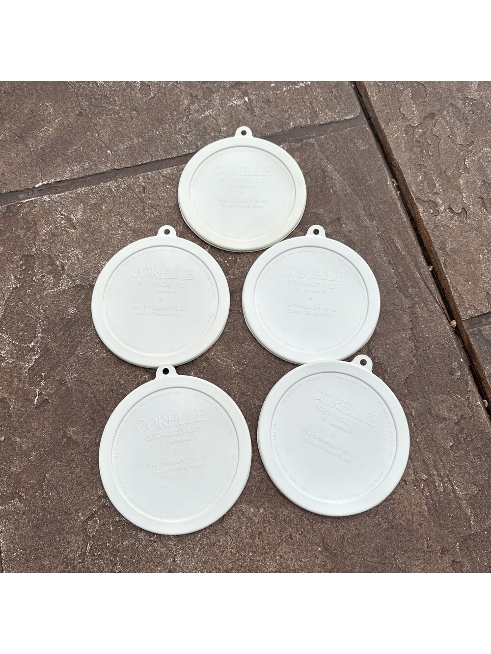 Set of 5 Corelle Plastic Storage Lids for 18 oz Soup / Cereal Bowl 418-PC 6-1/4"